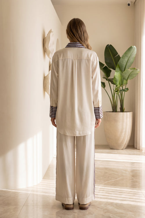 Beige Blue portobello Shirt