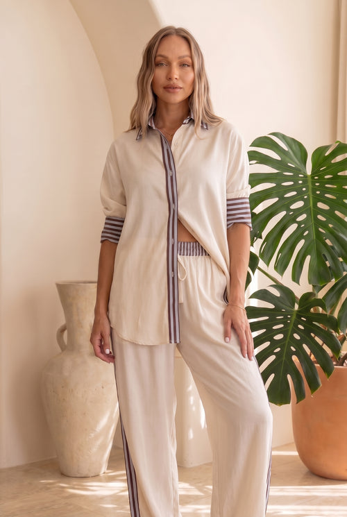 Beige Blue portobello Pants
