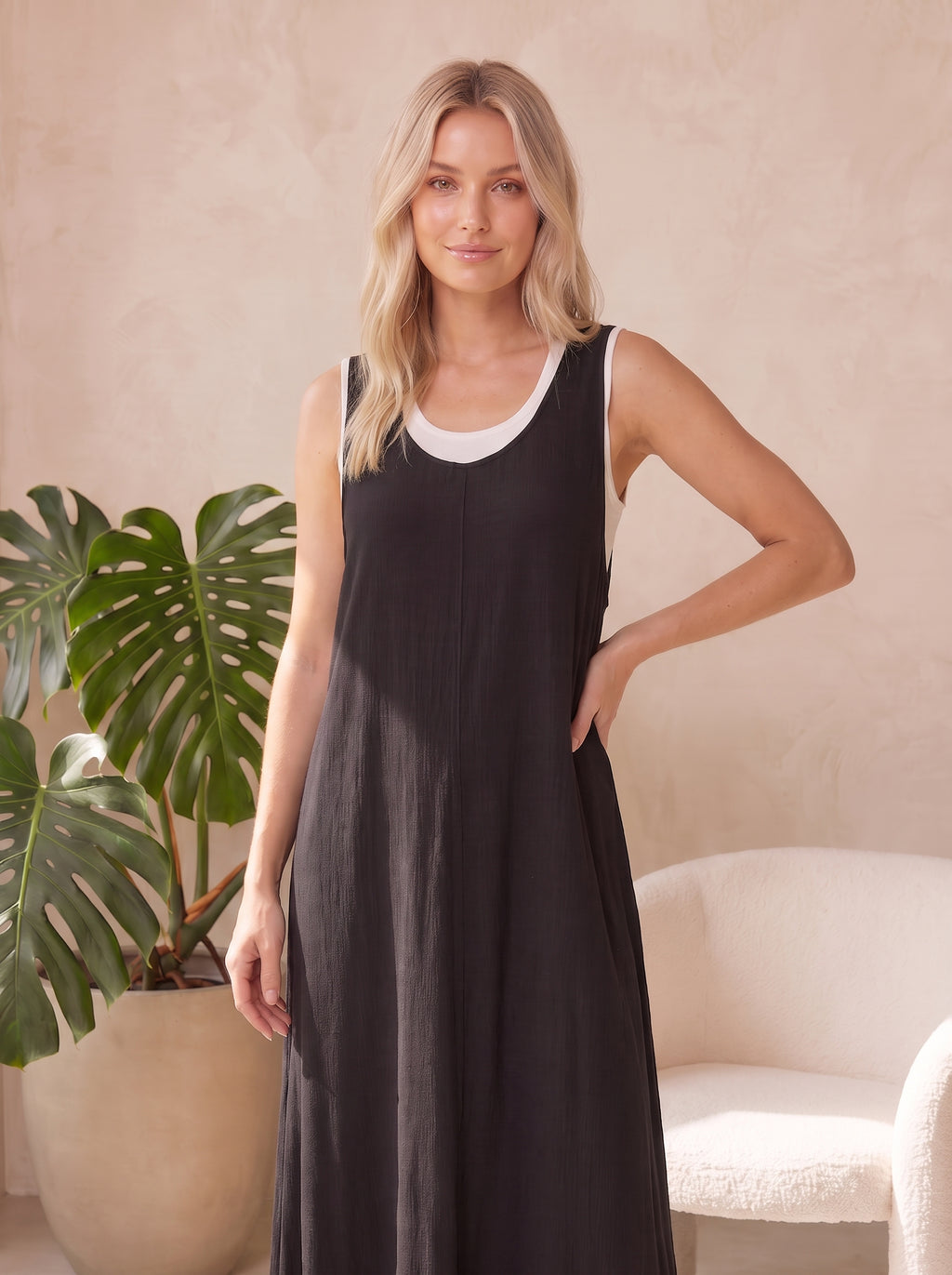 Open-Back Tie Maxi Dress